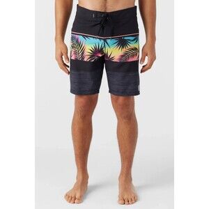 O'Neill Hyperfreak Heat Block Boardshorts Mens 32 Black Stretch Zip Pocket NEW